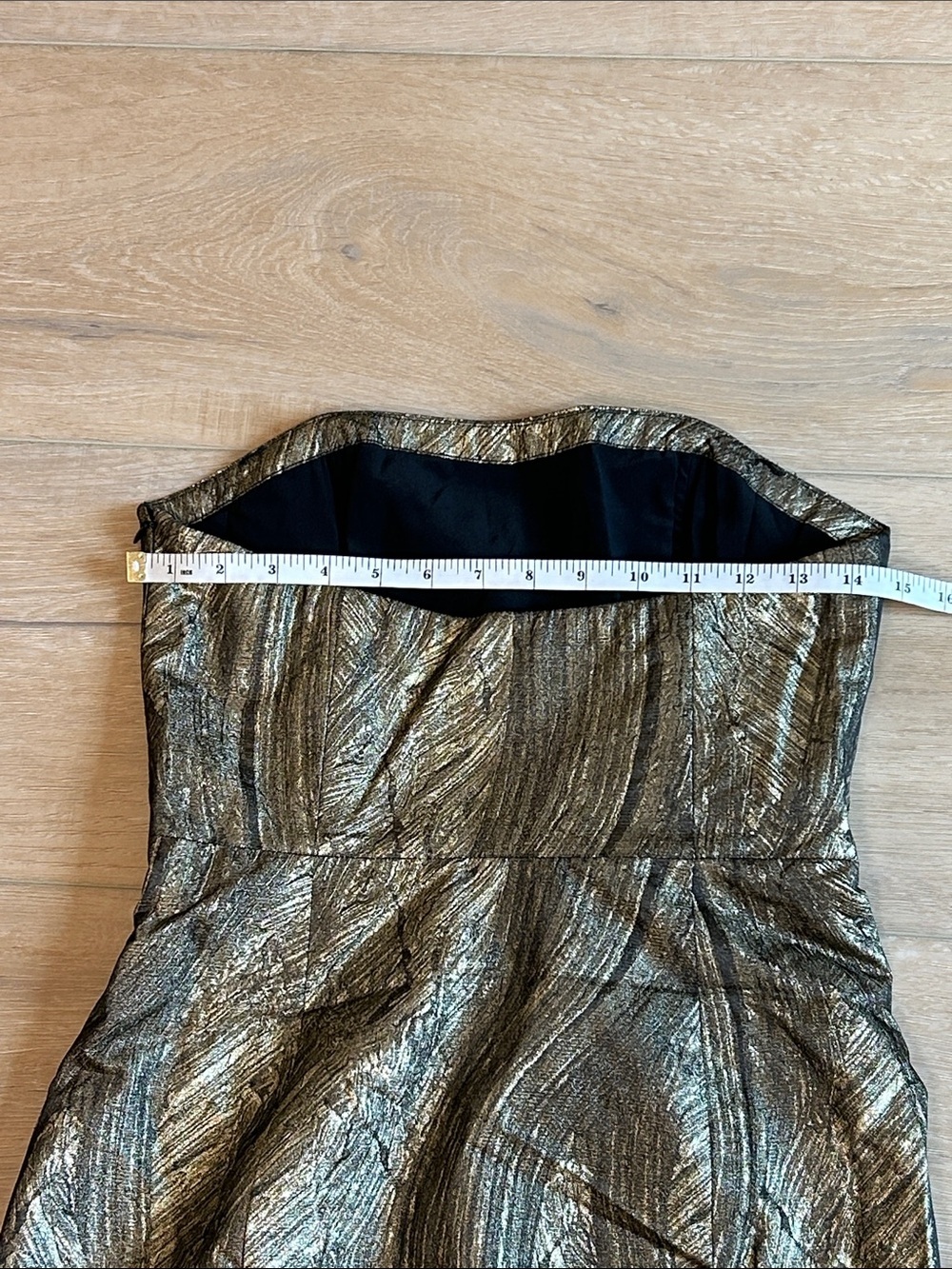 Haute Hippie Metallic Gold & Black Twist Front Strapless Mini Dress Small - Picture 13 of 16